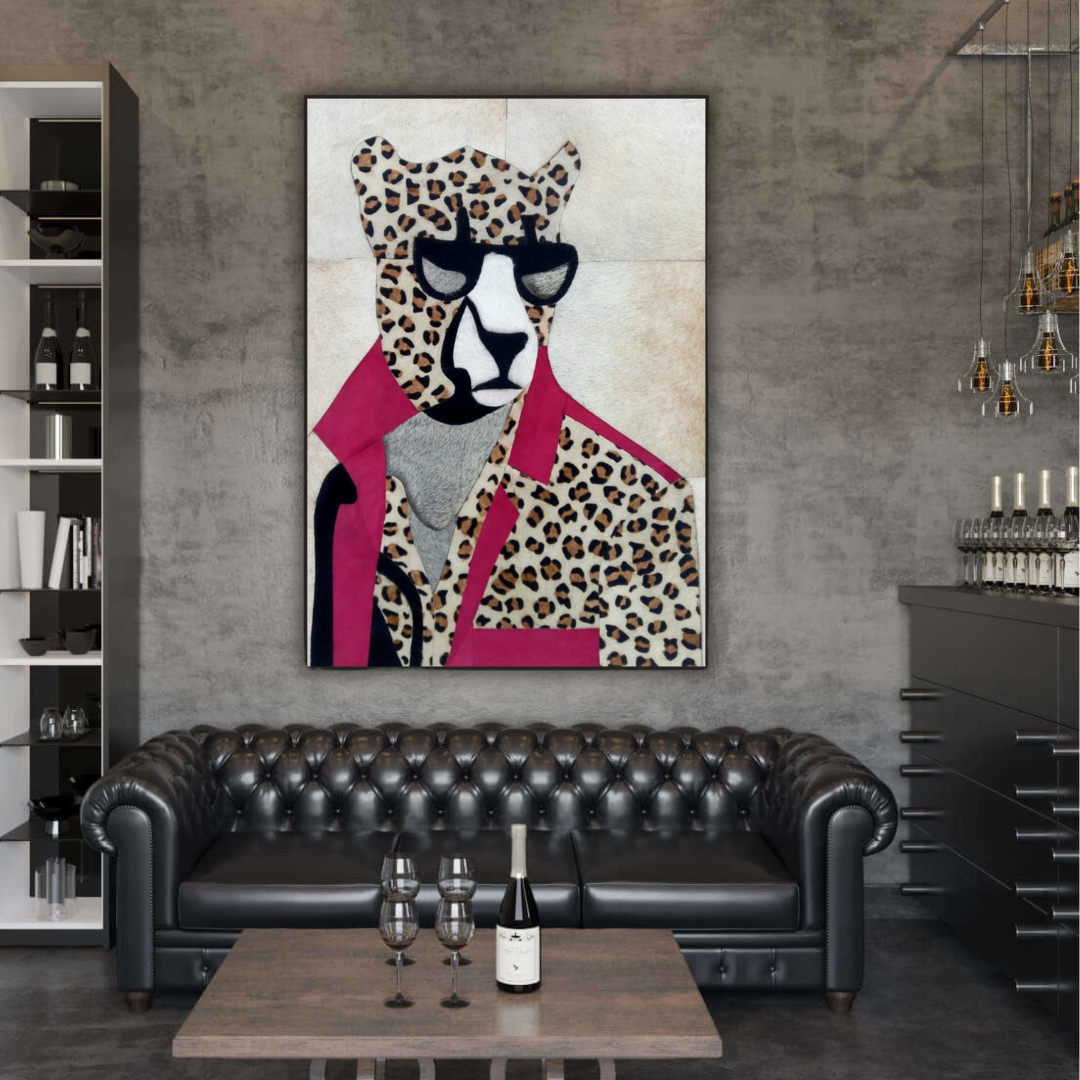 Jungle Vogue luxury modern leather wall art