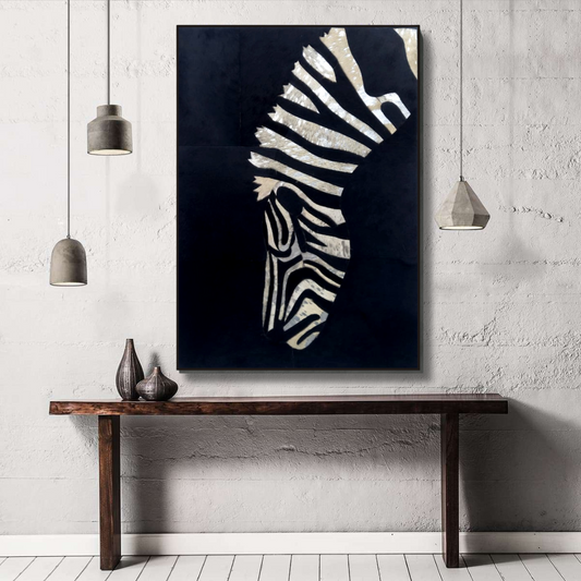 Zebra's Zenith animals leather wall art