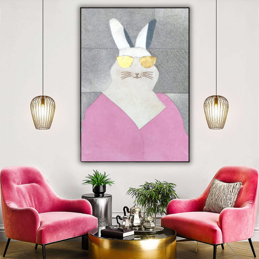 Sassy Bunny handmade leather wall hanging decor