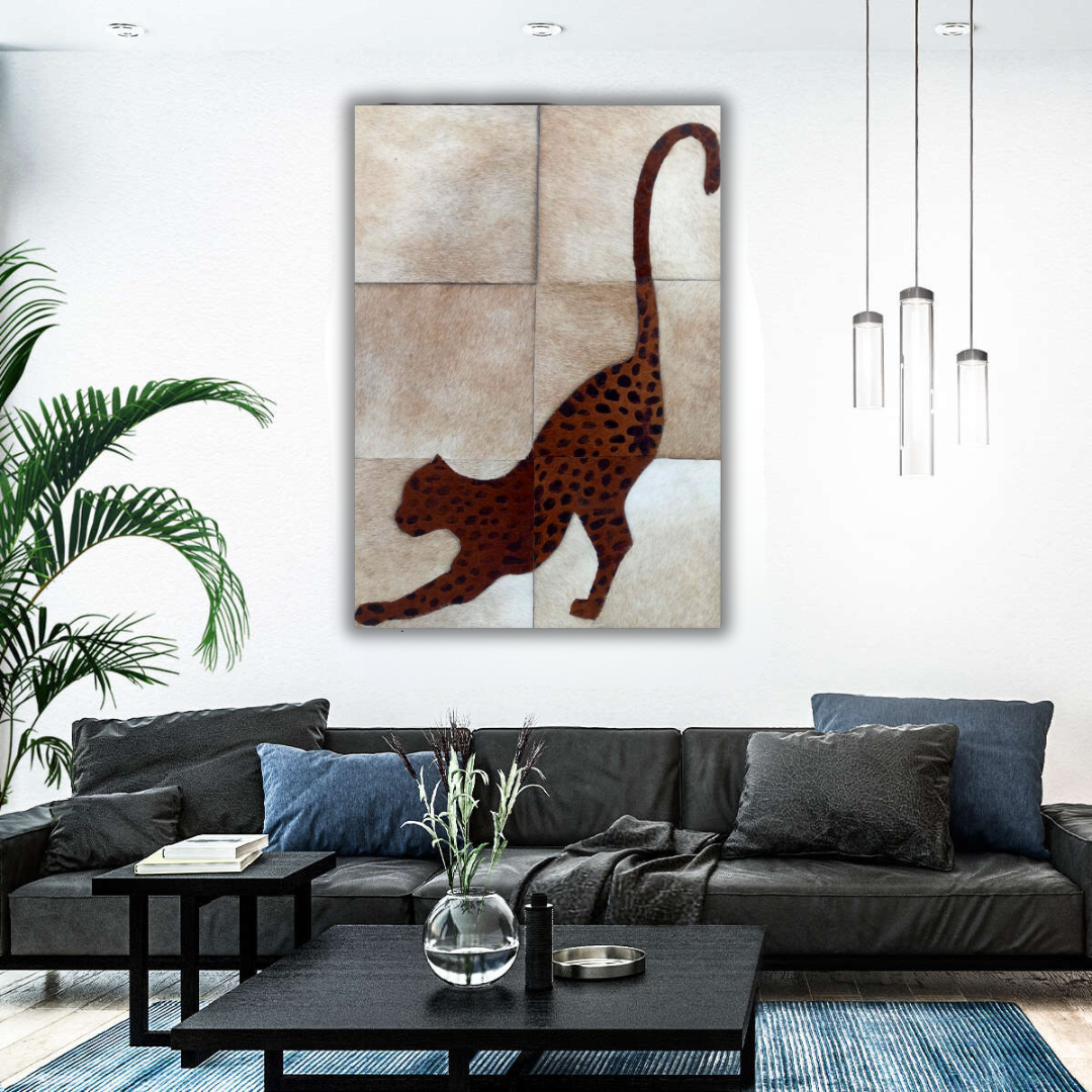 Prowling Grace boho canvas leather art