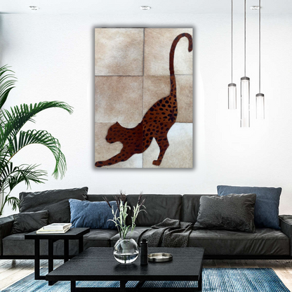 Prowling Grace boho canvas leather art