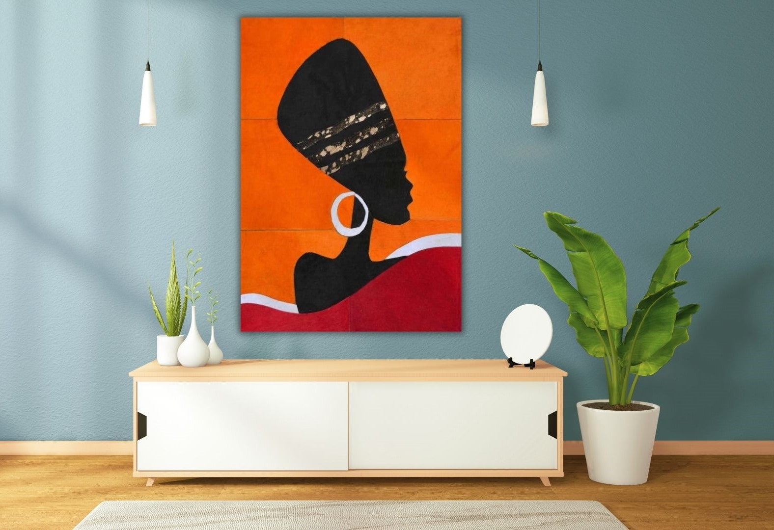 Zen portrait leather wall art