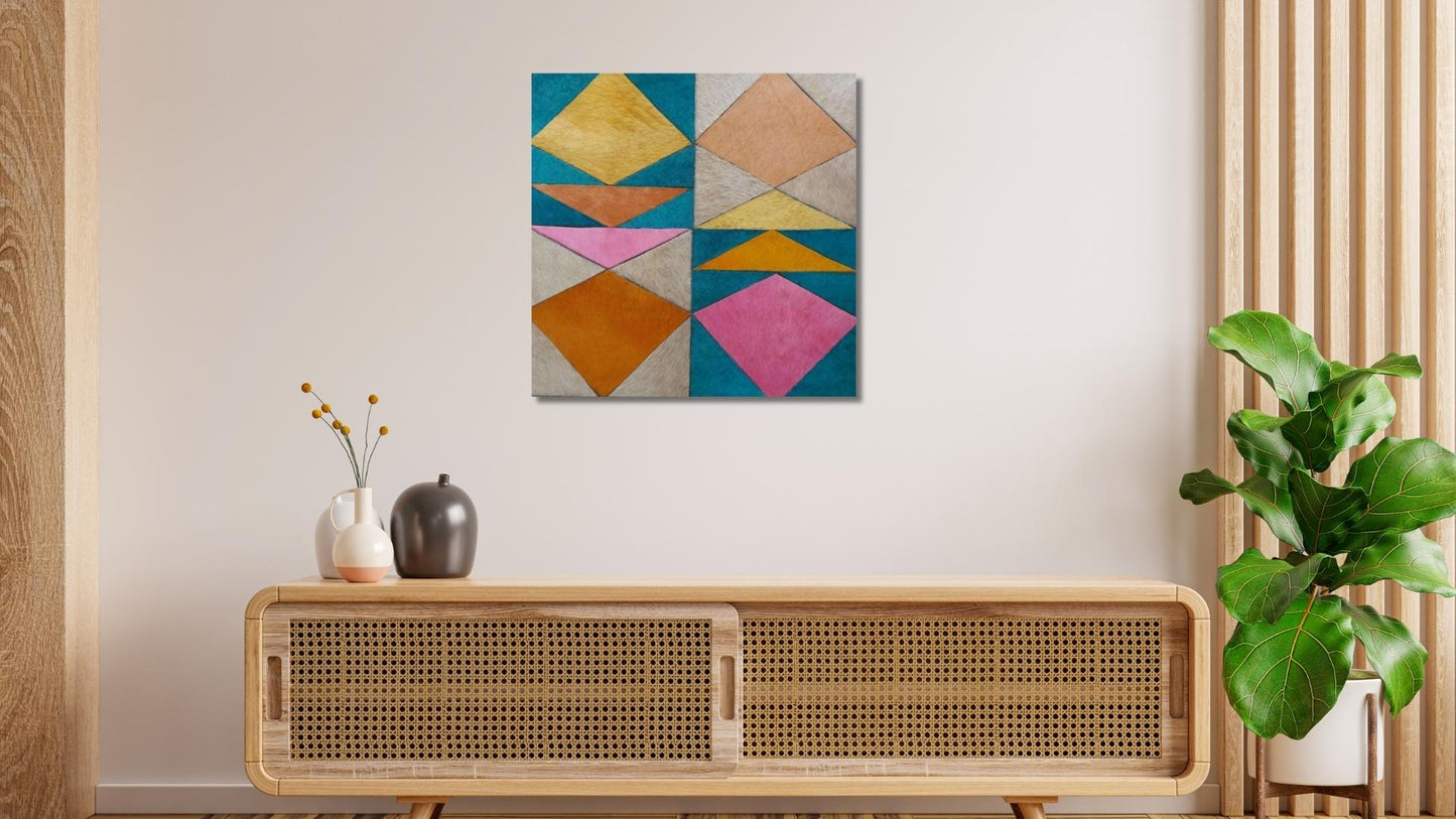 Colourful Prisms abstract canvas leather wall art