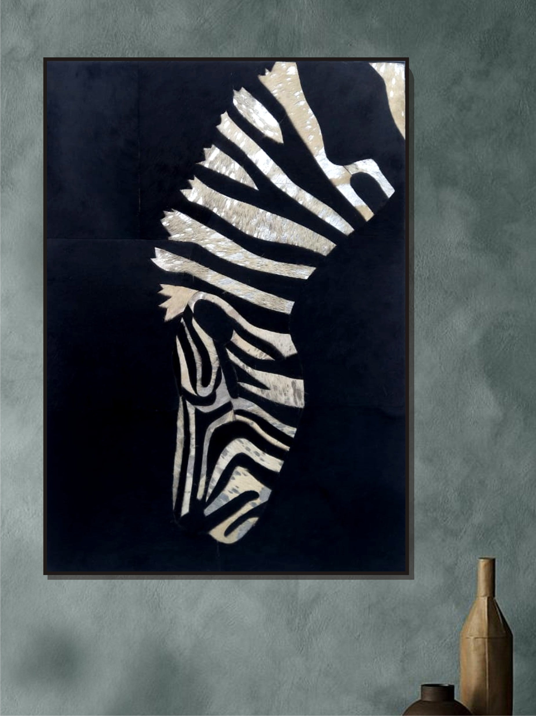 Zebra's Zenith animals leather wall decor