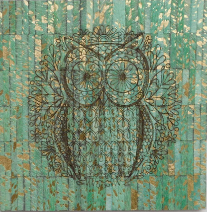 The Green Owl handcrafted leather wall arts